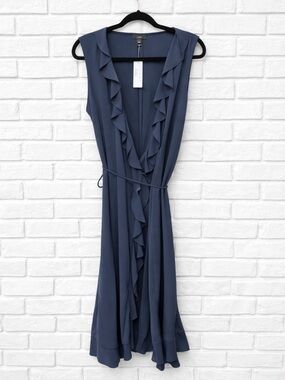 J Crew Wrap Dress NEW Medium Tall Navy Blue Work Office Business Casual